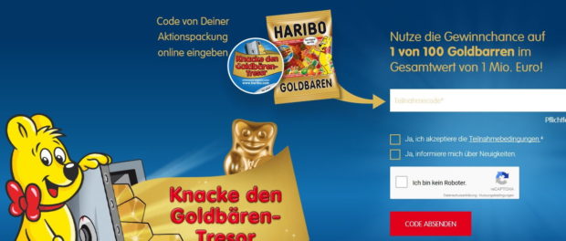 Haribo Goldbären Gewinnspiel Tresor Goldbarren 2018