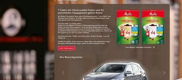 Melitta 7 zum Glück Auto Gewinnspiel Mercedes 2018