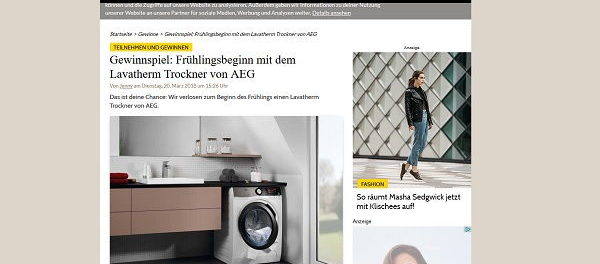 Grazia Magazin Gewinnspiel AEG Wäschetrockner