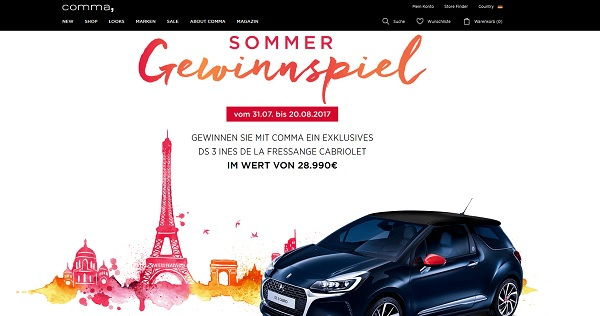 Autogewinnspiel Comma Store Citroen D3 Ines de la Fressange Cabriolet