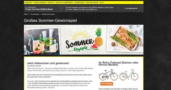 Fahrrad Gewinnspiel Edeka Sommer-Rezepte Retro Cityräder gewinnen