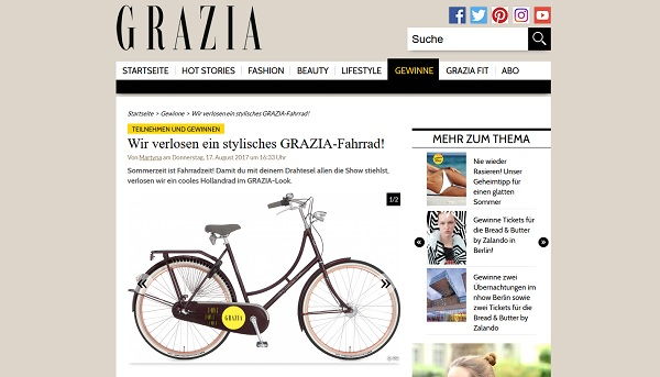 Grazia Magazin Gewinnspiel Grazia Fahrrad 2017
