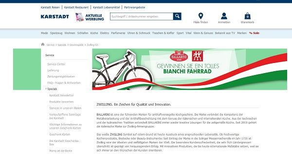 Fahrrad Gewinnspiel Karstadt verlost 3 Bianchi Bikes