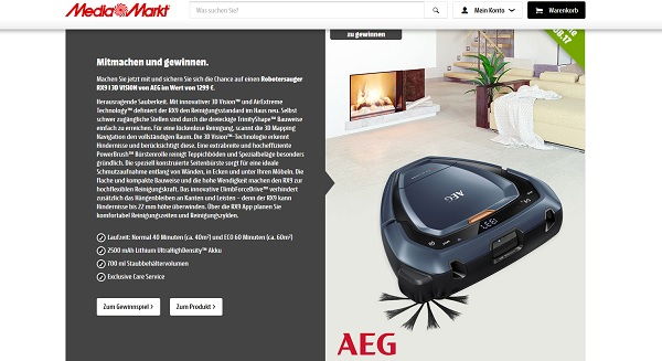 Media Markt Gewinnspiel AEG Robotersauger RX9 I 3D VISION