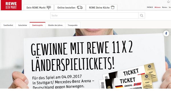 Rewe Gewinnspiel Tickets L&auml;nderspiel Deutschland&ndash;Norwegen