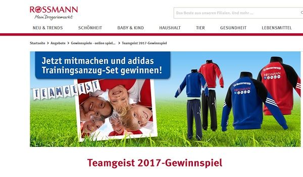 Rossmann Teamgeist Gewinnspiel 600 adidas Trainingsanzug-Sets f&uuml;r Vereine