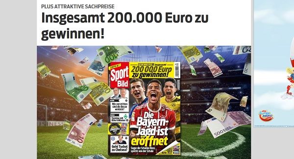 Bargeld Gewinnspiel Sport Bild CASH KICK 200.000 Euro gewinnen