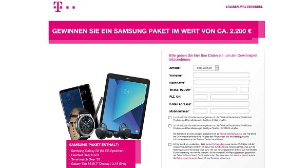 Samsung Paket Gewinnspiel Telekom Smartphone und Tablet gewinnen