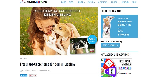 Fressnapf Gutschein Gewinnspiel Die-Tier-Welt.com