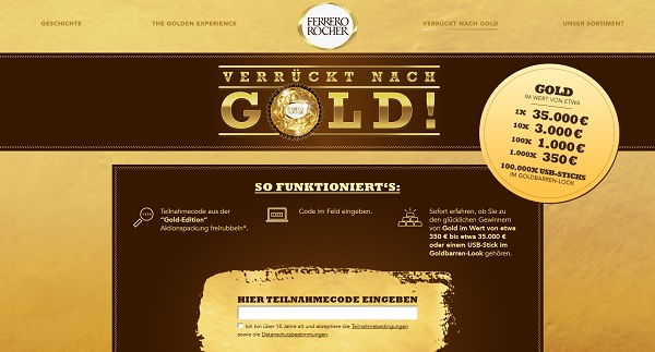 Ferrero Gold Gewinnspiel 2017