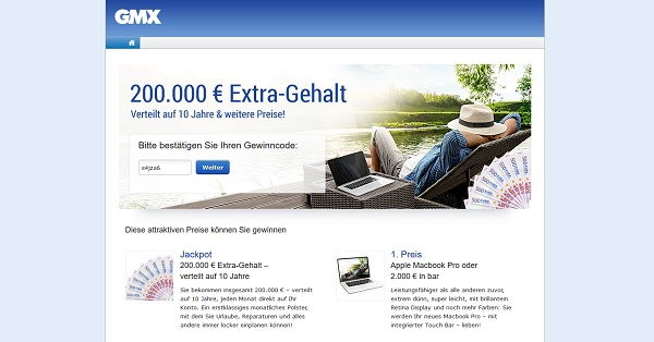 200.000 Euro Bargeld Gewinnspiel GMX.de