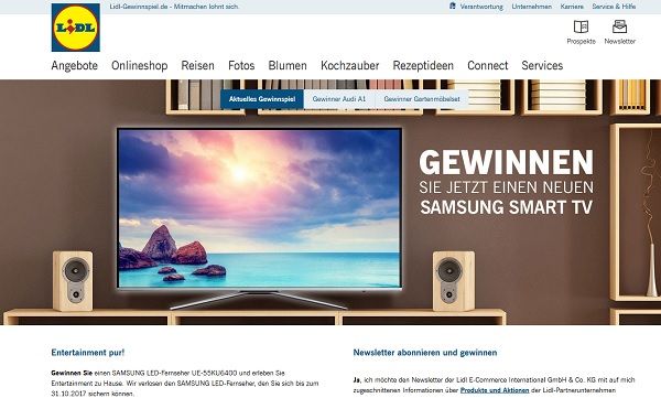 LIDL Gewinnspiel Samsung Smart TV 55 Zoll