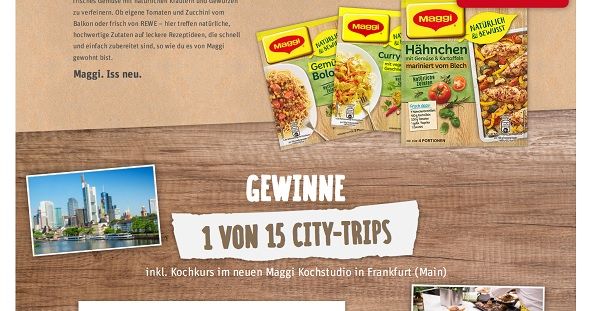 REWE Gewinnspiel Maggi Kochstudio 15 Städte Reisen Frankfurt
