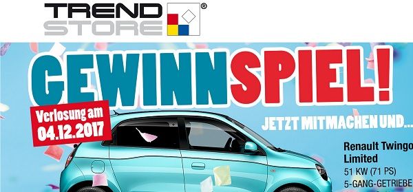Auto-Gewinnspiel Trendstore Online verlost Renault Twingo