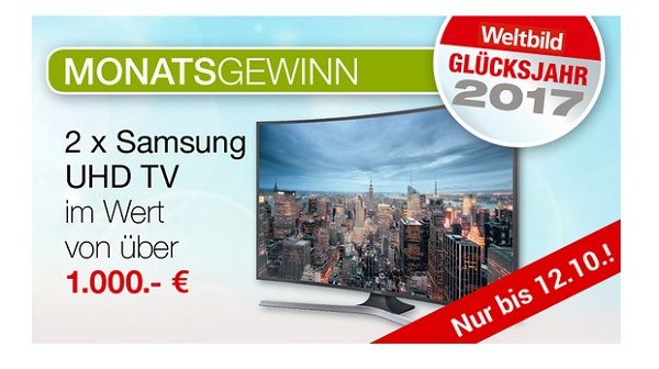Samsung UHD TV Gewinnspiel Weltbild Monatsverlosung 2017