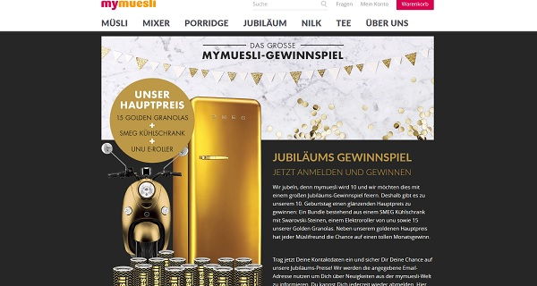 MyMüsli Jubiläums Gewinnspiel UNU E-Roller und SMEG Kühlschränke