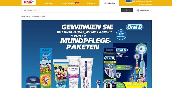 Oral B und real Gewinnspiel 10 Familien-Mundpflege-Pakete gewinnen