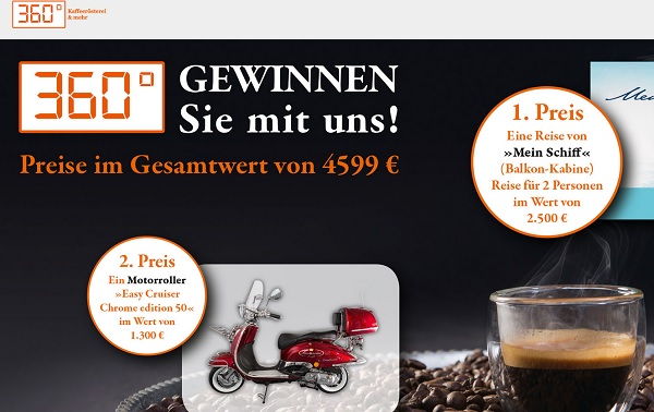 Kreuzfahrt Reise-Gewinnspiel 360 Grad Kaffeer&ouml;sterei