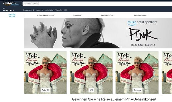 Amazon Gewinnspiel Pink Geheimkonzert Tickets inkl. Anreise/&Uuml;bernachtung