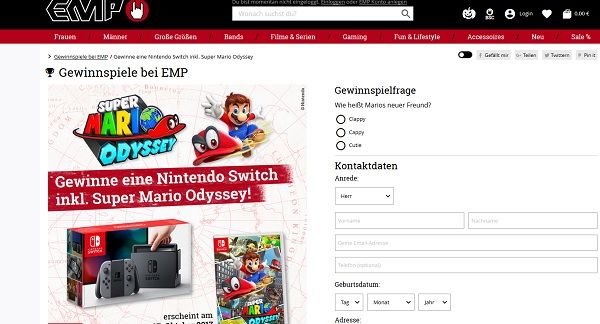 EMP Versand Gewinnspiel Nintendo Switch Spielkonsole