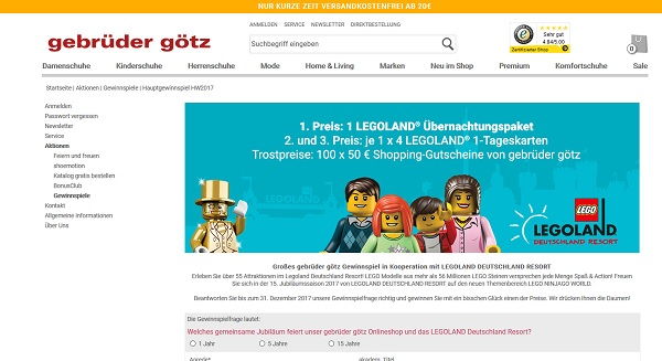 Gebrüder Götz Gewinnspiel Legoland Übernachtungspaket und Tageskarten