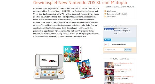 New Nintendo 2DS XL Miitopia Gewinnspiel Kidslife Magazin