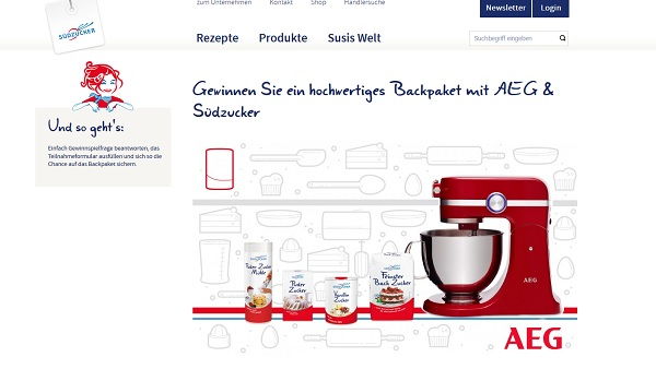 Südzucker Gewinnspiel AEG Küchenmaschine mit Backpaket