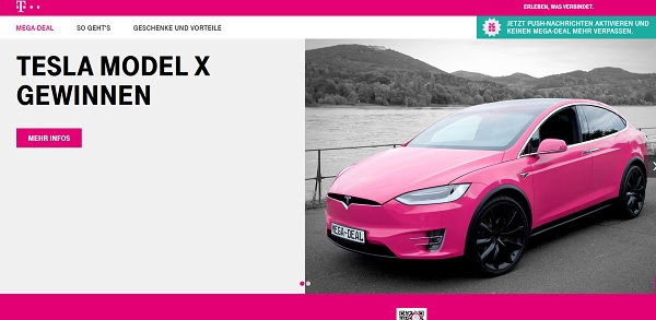 Tesla Model X Auto-Gewinnspiel Telekom Mega Deal