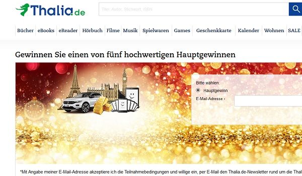 Auto Gewinnspiel Thalia verlost VW T-Roc, 10.000 Euro Goldschatz und Reisen