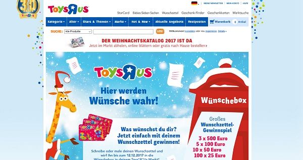 ToysRus Wunschzettel Weihnachts-Gewinnspiel 2017