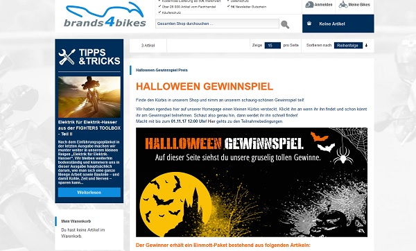 brands4bikes Halloween Gewinnspiel Motorrad Einmott-Paket gewinnen