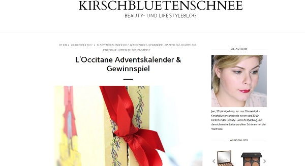 L´Occitane Adventskalender Gewinnspiel Kirschbluetenschnee.de