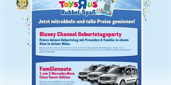 Auto-Gewinnspiel ToysRus Rubbel-Spaß 3 Mercedes Citan