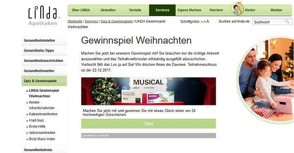 Linda Apotheken Weihnachtsgewinnspiel Musical Gutschein