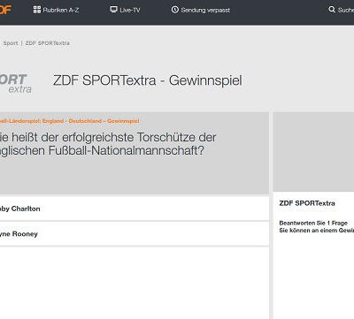 Sport Extra Gewinnspiel ZDF 2017