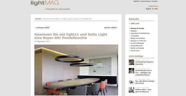 Designer Pendelleuchte Gewinnspiel light11 und Delta Light