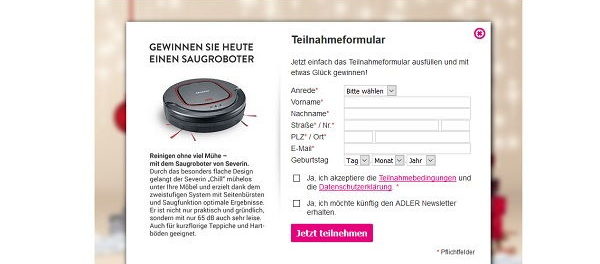 Adler Adventskalender Gewinnspiel Saugroboter 2017
