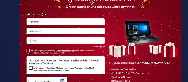 Aldi Adventskalender Gewinnspiel 22. Türchen Notebook Medion