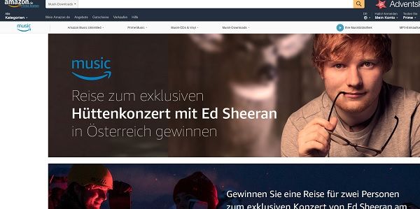 Amazon Gewinnspiel Ed Sheeran H&uuml;ttenkonzert Reise 2017
