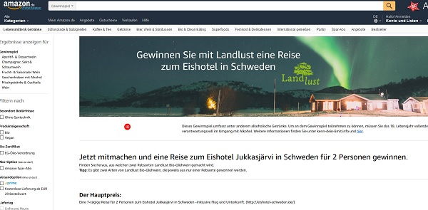 Amazon Schweden Reise Gewinnspiel Eishotel Jukkasj&auml;rvi