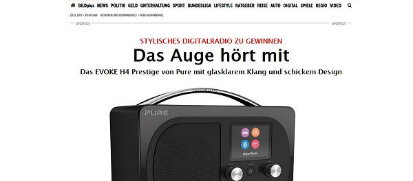 Digitalradio EVOKE H4 Prestige Gewinnspiel Pure und Bild.de