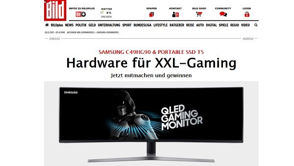 49 Zoll QLED Samsung Gamer-Monitor Gewinnspiel Bild.de