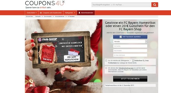 Coupons4U Adventskalender Gewinnspiel 2017