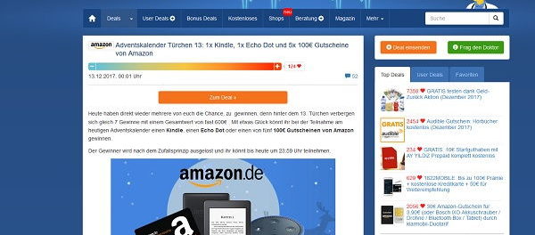 DealDoktor Adventskalender Gewinnspiel Amazon Echo und Gutscheine