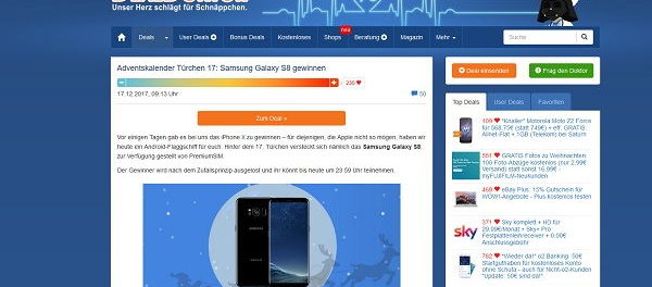 Dealdoktor Aventskalender Gewinnspiel Samsung Galaxy S8