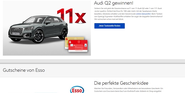Auto Gewinnspiel Esso und Sparkasse 11 Audi Q2 gewinnen