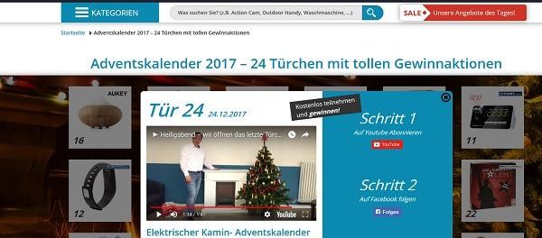 Experten Beraten Adventskalender Gewinnspiel elektrischer Kamin 2017