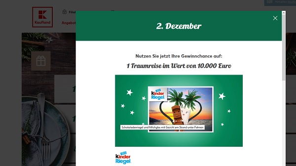 Kaufland Adventskalender Gewinnspiel 10.000 Euro Traumreise
