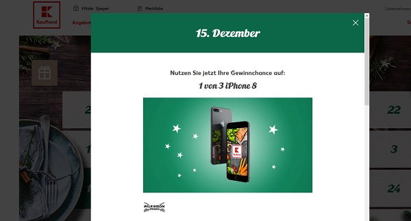 Kaufland Adventskalender Gewinnspiel 3 Apple iPhone 8
