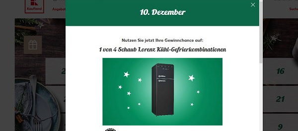 Kaufland Adventskalender Gewinnspiel Kühl-Gefrierkombination 2017